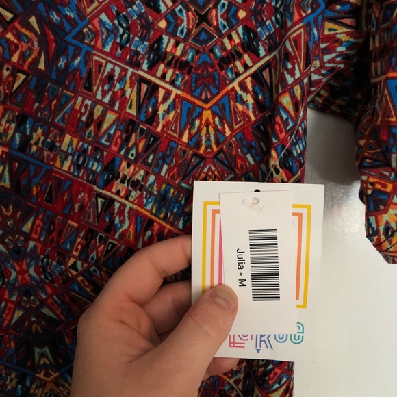 Multi colored lularoe Julia dress - Picture 4 of 5